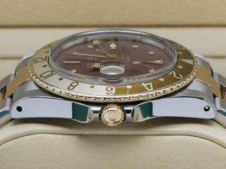 ROLEX GMT-MASTER ROOT BEER 1675 18ct YELLOW GOLD/STEEL NIPPLE DIAL WARRANTY 1980 UK B&P