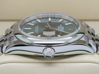 ROLEX DATEJUST 36mm 126200 STAINLESS STEEL MINT GREEN DIAL WARRANTY 2023 B&P