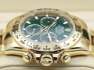 GENTS ROLEX DAYTONA 18ct YELLOW GOLD JOHN MAYER 116508 GREEN DIAL UNWORN 2021 B&P