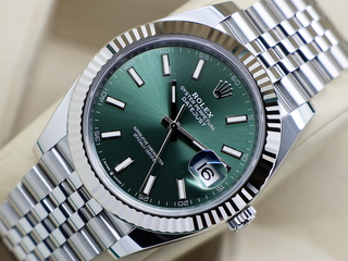 GENTS ROLEX DATEJUST 41mm 126334 STAINLESS STEEL MINT GREEN DIAL WARRANTY 2025 UK B&P