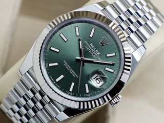 GENTS ROLEX DATEJUST 41mm 126334 STAINLESS STEEL MINT GREEN DIAL WARRANTY 2025 B&P