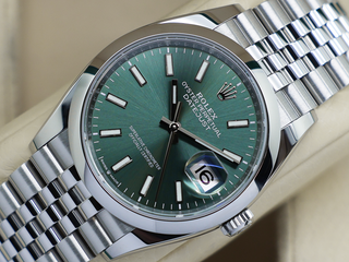 ROLEX DATEJUST 36mm 126200 STAINLESS STEEL MINT GREEN DIAL WARRANTY 2023 B&P
