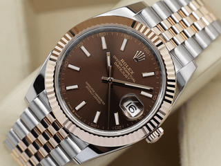 GENTS ROLEX DATEJUST 41mm 126331 18ct ROSE GOLD/STEEL CHOCOLATE DIAL WARRANTY 2025 UK B&P