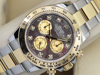 GENTS ROLEX DAYTONA 18ct GOLD/STEEL 116503 TAHITIAN MOP DIAMOND DIAL WARRANTY 2020 UK B&P
