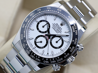 GENTS ROLEX DAYTONA PANDA 126500LN STAINLESS STEEL WHITE DIAL WARRANTY 2024 UK B&P