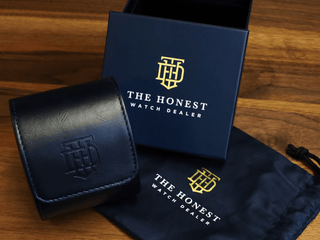 THE HONEST WATCH DEALER VEGAN LEATHER SINGLE WATCH ROLL WITH SLEEVE AND BOX