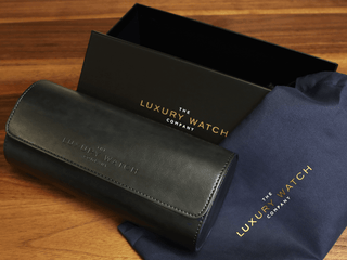 THE LUXURY WATCH COMPANY VEGAN LEATHER TRIPLE WATCH ROLL WITH SLEEVE AND BOX