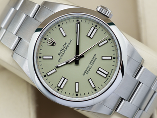 GENTS ROLEX OYSTER PERPETUAL 41mm 134300 STAINLESS STEEL PISTACHIO DIAL UNWORN STICKERS 2025 UK B&P