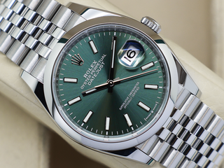 ROLEX DATEJUST 36mm 126200 STAINLESS STEEL MINT GREEN DIAL WARRANTY 2023 B&P