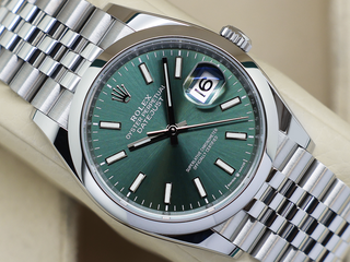 ROLEX DATEJUST 36mm 126200 STAINLESS STEEL MINT GREEN DIAL WARRANTY 2023 B&P