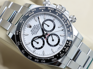 GENTS ROLEX DAYTONA PANDA 126500LN STAINLESS STEEL WHITE DIAL WARRANTY 2024 UK B&P