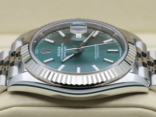 GENTS ROLEX DATEJUST 41mm 126334 STAINLESS STEEL MINT GREEN DIAL WARRANTY 2025 UK B&P