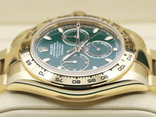 GENTS ROLEX DAYTONA 18ct YELLOW GOLD JOHN MAYER 116508 GREEN DIAL UNWORN 2021 B&P