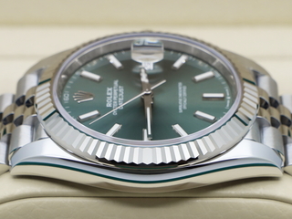 GENTS ROLEX DATEJUST 41mm 126334 STAINLESS STEEL MINT GREEN DIAL WARRANTY 2025 B&P