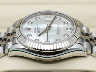 LADIES ROLEX DATEJUST MIDSIZE 31mm 278274 STEEL WHITE MOTHER OF PEARL DIAMOND DIAL WARRANTY 2025 UK B&P