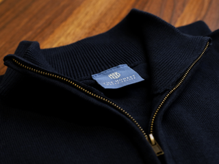 THE HONEST WATCH DEALER COTTON 1/4 ZIP JUMPER IN NAVY BLUE