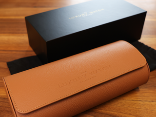 THE LUXURY WATCH COMPANY REAL LEATHER TRIPLE WATCH ROLL WITH SLEEVE AND BOX