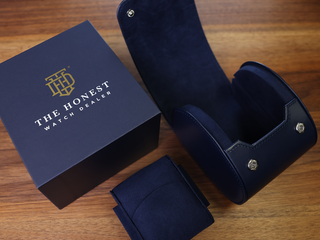 THE HONEST WATCH DEALER REAL LEATHER SINGLE WATCH ROLL WITH SLEEVE AND BOX