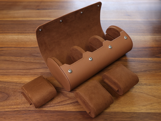 THE LUXURY WATCH COMPANY REAL LEATHER TRIPLE WATCH ROLL WITH SLEEVE AND BOX