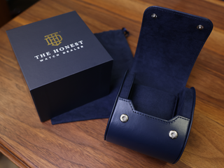 THE HONEST WATCH DEALER REAL LEATHER SINGLE WATCH ROLL WITH SLEEVE AND BOX