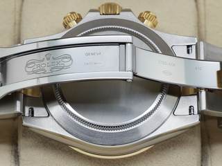 GENTS ROLEX DAYTONA 18ct GOLD/STEEL 116523 WHITE ARABIC RACING DIAL WARRANTY 2015 B&P