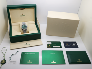 ROLEX DATEJUST 36mm 126200 STAINLESS STEEL MINT GREEN DIAL WARRANTY 2023 B&P