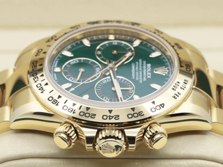 GENTS ROLEX DAYTONA 18ct YELLOW GOLD JOHN MAYER 116508 GREEN DIAL WARRANTY 2021 B&P