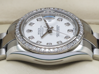 LADIES ROLEX DATEJUST 26mm 179384 STAINLESS STEEL FACTORY DIAMOND DIAL/DIAMOND BEZEL WARRANTY 2015 UK B&P