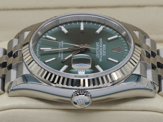 ROLEX DATEJUST 36mm 126234 STAINLESS STEEL MINT GREEN DIAL UNWORN FULL STICKERS 2026 UK B&P