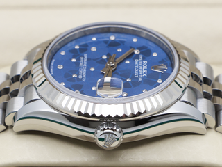 LADIES ROLEX DATEJUST MIDSIZE 31mm 278274 STEEL AZZURRO 'FLORAL' MOTIF DIAMOND DIAL UNWORN 2024 UK B&P