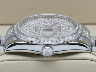 ROLEX DAY-DATE 36mm PLATINUM 118346 FACTORY DIAMOND PAVE DIAL / FACTORY SET DIAMOND BEZEL & BRACELET WARRANTY 2008 UK B&P
