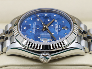 LADIES ROLEX DATEJUST MIDSIZE 31mm 278274 STEEL AZZURRO 'FLORAL' MOTIF DIAMOND DIAL WARRANTY2025 B&P