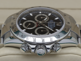 GENTS ROLEX DAYTONA 116520 STAINLESS STEEL BLACK DIAL UNPOLISHED WARRANTY 2008 UK B&P