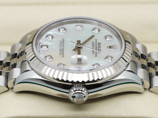 LADIES ROLEX DATEJUST MIDSIZE 31mm 278274 STEEL WHITE MOTHER OF PEARL DIAMOND DIAL WARRANTY 2025 UK B&P