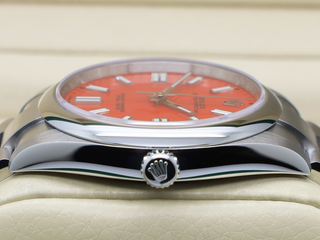 GENTS ROLEX OYSTER PERPETUAL 41mm 124300 STAINLESS STEEL CORAL RED DIAL WARRANTY 2022 B&P