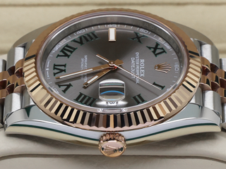 GENTS ROLEX DATEJUST 41mm 126331 18ct ROSE GOLD/STEEL WIMBLEDON DIAL WARRANTY 2024 UK B&P