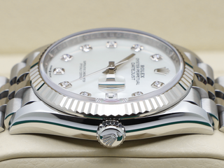 ROLEX DATEJUST 36mm 126234 STEEL WHITE MOTHER OF PEARL DIAMOND DIAL WARRANTY 2024 UK B&P