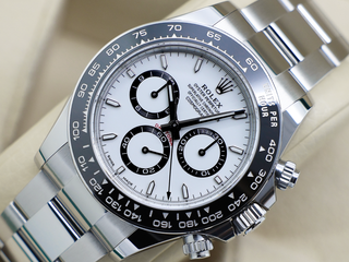 GENTS ROLEX DAYTONA PANDA 126500LN STAINLESS STEEL WHITE DIAL WARRANTY 2025 UK B&P