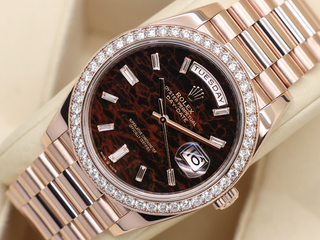 ROLEX DAY-DATE 40mm 18ct ROSE GOLD 228345RBR EISENKIESEL DIAMOND BAGUETTE DIAL WARRANTY 2022 UK B&P