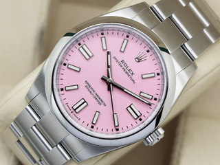 GENTS ROLEX OYSTER PERPETUAL 41mm 134300 STAINLESS STEEL CANDY PINK DIAL UNWORN 2025 UK B&P