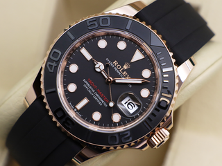 GENTS ROLEX YACHT-MASTER 40mm 126655 18ct ROSE GOLD OYSTERFLEX BLACK DIAL WARRANTY 2024 UK B&P