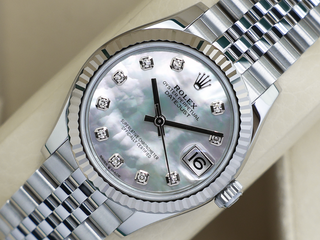 LADIES ROLEX DATEJUST MIDSIZE 31mm 278274 STEEL WHITE MOTHER OF PEARL DIAMOND DIAL WARRANTY 2025 UK B&P