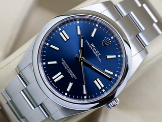 GENTS ROLEX OYSTER PERPETUAL 41mm 124300 STAINLESS STEEL BLUE DIAL WARRANTY 2023 B&P
