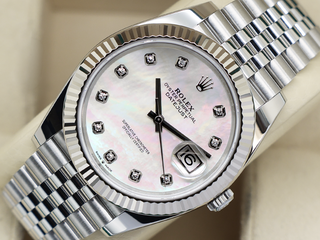 ROLEX DATEJUST 41mm 126334 STEEL WHITE MOTHER OF PEARL DIAMOND DIAL WARRANTY 2023 UK B&P