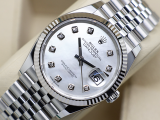 ROLEX DATEJUST 36mm 126234 STEEL WHITE MOTHER OF PEARL DIAMOND DIAL WARRANTY 2024 UK B&P