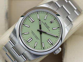 GENTS ROLEX OYSTER PERPETUAL 41mm 134300 STAINLESS STEEL PISTACHIO DIAL UNWORN STICKERS 2026 UK B&P