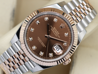 GENTS ROLEX DATEJUST 41mm 126331 18ct ROSE GOLD/STEEL CHOCOLATE DIAMOND DOT DIAL WARRANTY 2022 UK B&P