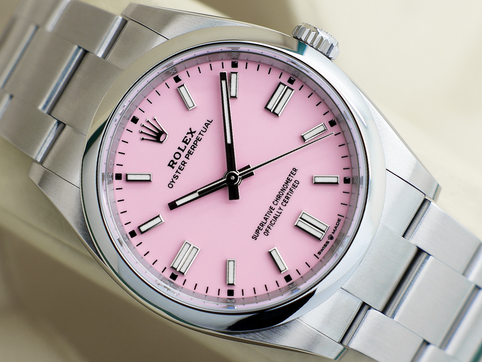 ROLEX OYSTER PERPETUAL 36mm 126000 STAINLESS STEEL CANDY PINK DIAL