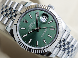 GENTS ROLEX DATEJUST 41mm 126334 STAINLESS STEEL MINT GREEN DIAL WARRANTY 2025 B&P