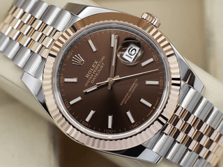 GENTS ROLEX DATEJUST 41mm 126331 18ct ROSE GOLD/STEEL CHOCOLATE DIAL WARRANTY 2025 UK B&P